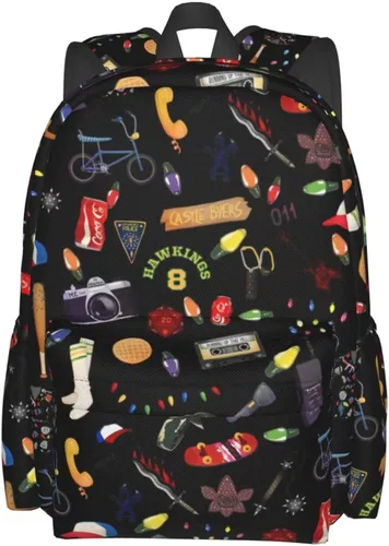 Vista 2 de Oiwizxi Mochila de dibujos animados de película con caja de almuerzo 3 para hombres y mujeres, A, Dibujos animados, deportes