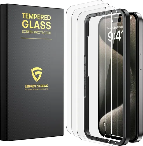 Vista 24 de ImpactStrong Protector de pantalla de vidrio templado inastillable para iPhone 11 Pro/iPhone XS/iPhone X, marco de fácil instalación, sin burbujas