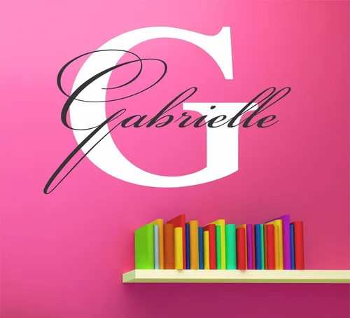 Vista 12 de Calcomanía de pared con nombre y inicial para niñas, decoración de pared, personalizada, decoración, guardería, dormitorio, además de calcomanía