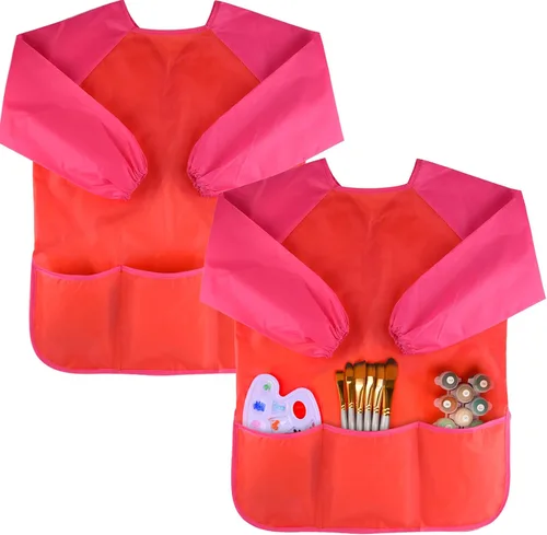 Vista 17 de KUUQA Delantal para Arte Impermeable para Niños, Delantales de Arte para Niños, Suministros para Pintar (Pinturas y pinceles no incluidos)