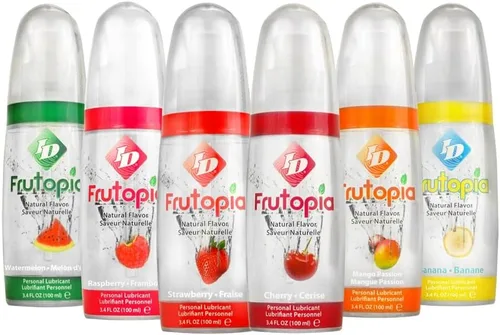 Vista 2 de ID Lubricants Frutopia - Lubricante personal con sabor a plátano, lubricante a base de agua, botella de 3.4 onzas líquidas, líquido ultra