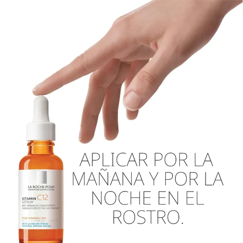 Vista 9 de La Roche-Posay Suero puro de Vitamina C al 12% para cara con ácido hialurónico y ácido salicílico, suero facial hidratante, aumenta la luminosidad