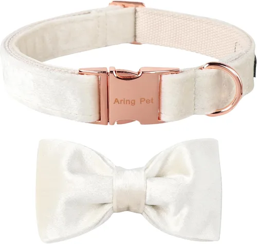 Vista 31 de ARING PET Collar de perro con corbatín, collares de terciopelo para perros con corbatín extraíble, collar de lazo ajustable para perros hembras