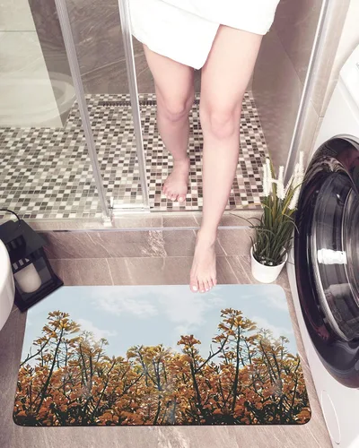 Vista 5 de Tapete de baño para bañera y hojas de flores de otoño, antideslizante, de secado rápido y absorbente, de tierra de diatomeas, fregadero, cocina