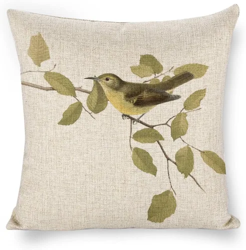 Vista 9 de Fundas de almohada decorativas de lino con diseño de pájaro en acuarela de 18 x 18 pulgadas para sofá, dormitorio, sala de estar y automóvil