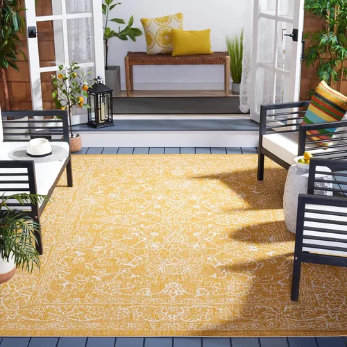 Vista 42 de SAFAVIEH Alfombra lavable al aire libre, colección Courtyard - 2'3" x 5', azul aguamarina y gris, no desprende pelusa y fácil limpieza, ideal
