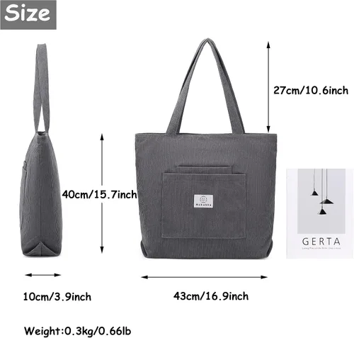 Vista 5 de Makukke Corduroy Totes Bag Women - Shoulder Hobo Bag Handbags Crossbody Bag Big Capacity Shopping Purses