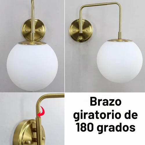 Vista 7 de DAYCENT Aplique de pared dorado con pantalla de vidrio de leche Latón