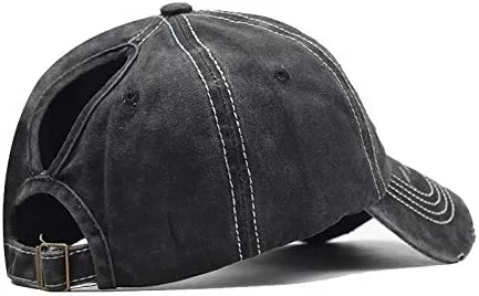 Vista 8 de Sombrero de cola de caballo desgastado para mujer, diseño de bandera americana, gorra de cola de caballo alta