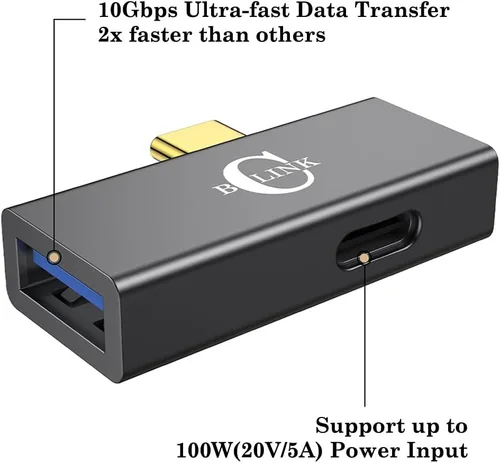 Vista 3 de BCLINK Adaptador USB C a USB 3.1 2 en 1 con puerto de carga de 100 W, convertidor Thunderbolt 4/3 OTG para Meta Quest 2, iPhone 15, MacBook, iMac
