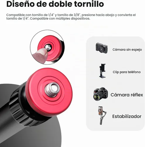 Vista 5 de Manbily Poste de extensión de cardán de aluminio trípode columna central barra de extensión 1/4 "rosca 2 sección tubo para DJI OSMO móvil 2 Zhiyun