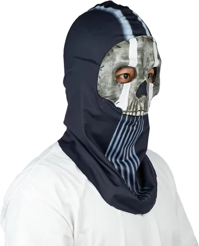 Vista 2 de A&C Hero Máscara de calavera fantasma, pasamontañas de esqueleto, máscara de disfraz de rostro completo, máscara para disfraz de Halloween, cosplay
