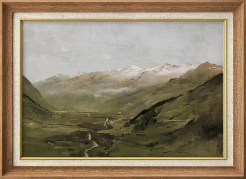 Vista 123 de MUDECOR Lienzo enmarcado prémium para pared, pinos nevados en bosque de invierno, ilustraciones modernas, arte contemporáneo, escénico, divertido