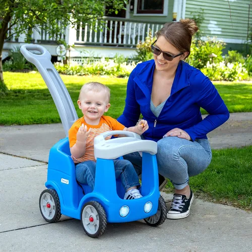 Vista 2 de Simplay3 Roll and Stroll - Auto de empuje silencioso para niños pequeños, con cinturón de seguridad, para niños de 1.5 a 4 años, azul