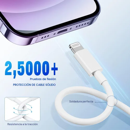 Vista 5 de Cable USB C a Lightning 3 pies 2 unidades [certificado Apple MFi], cables para iPhone tipo C, cable de carga para iPhone con entrega de energía