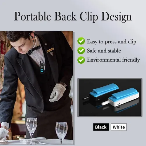 Vista 7 de T-M1 Super Mini Walkie Talkie para adultos, radios portátiles de dos vías con auricular, pequeña radio de 2 vías para restaurante, lugar de trabajo