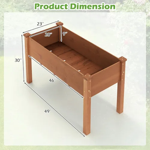 Vista 3 de Giantex Cama de jardín elevada, maceta elevada de madera con forro protector y orificio de drenaje, maceta elevada para plantar verduras, flores