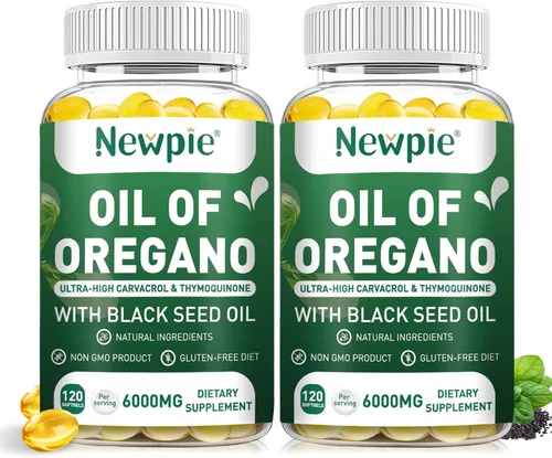 Vista 8 de Aceite de orégano Newpie con cápsulas blandas de aceite de semilla negra, 120 cápsulas blandas, aceite equilibrado de orégano, suplemento formulado