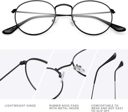 Vista 4 de Pro Acme Gafas redondas con marco de metal retro transparente sin receta