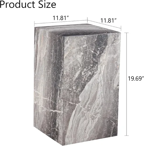 Vista 2 de WILLIAMSPACE 11.81" Square Wood Side Table for Living Room, No Assembly 11.81"*19.69"h-gray Textured