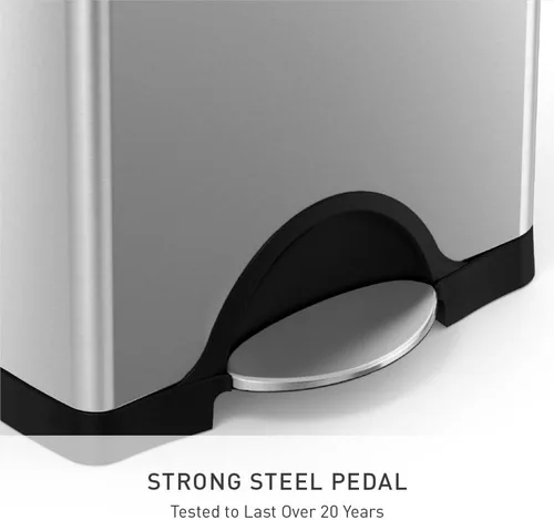 Vista 3 de Simplehuman - Cubo de basura rectangular para cocina de 38 litros / 10 galones, con pedal, de acero inoxidable cepillado
