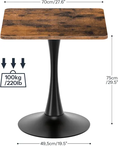 Vista 2 de HOOBRO Mesa de comedor, mesa de comedor cuadrada para 2, mesa de comedor de 27.6 pulgadas para espacios pequeños, mesa de cocina de tulipán, base