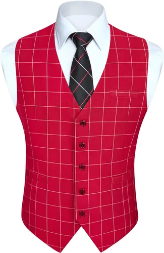 Vista 15 de HISDERN Vest 101 - Chaleco de traje ajustado para hombre con 3 bolsillos para negocios, formal, boda, baile de graduación y esmoquin casual a1-Negro