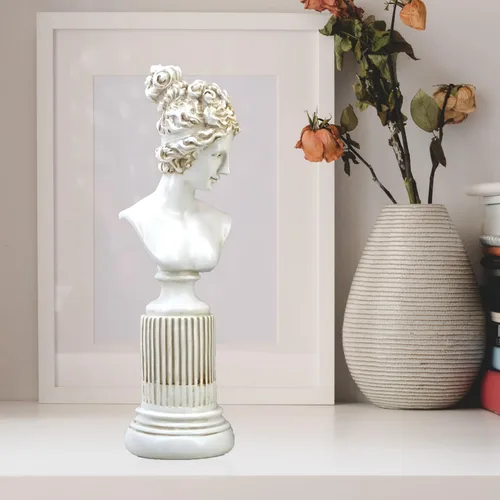 Vista 5 de Estatua de la diosa griega de 14 pulgadas, escultura de busto de Venus/Afrodita de resina, arte de cabeza de mitología romana para sala de estar