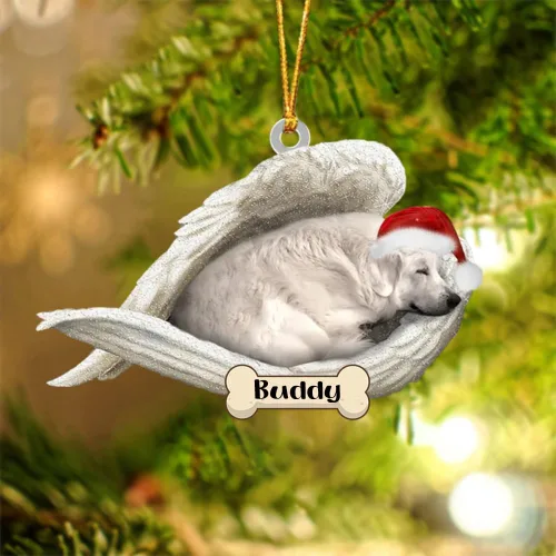 Vista 117 de Afghan Hounds - Adorno de Navidad con alas de ángel durmiente, recuerdo personalizado para perros 2024, adorno de forma acrílica, regalos