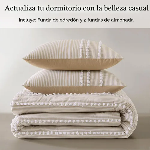 Vista 6 de Harbor House Juego de funda de edredón 100% de algodón - Diseño copetudo texturizado de moda, ropa de cama acogedora para todas las estaciones