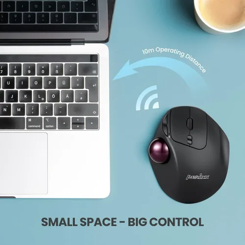 Vista 9 de Perixx 11568 Perimice-717 - Ratón inalámbrico de Trackball, Trackball integrado de 1.34 pulgadas con función de señalización, 5 botones