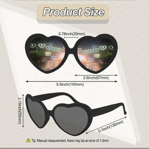 Vista 2 de Los lentes de difracción en forma de corazón para mujer, los lentes de sol con efecto de corazón son perfectos para accesorios del día de San