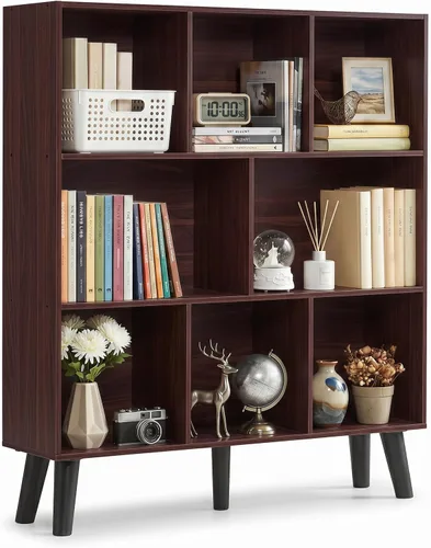 Vista 29 de YAHARBO Estantería de 2 cubos, soporte para tocadiscos negro con almacenamiento de vinilo de hasta 100 álbumes, estante horizontal para libros