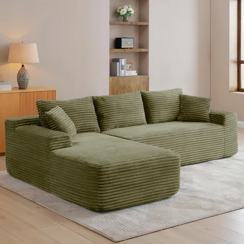 Vista 13 de Sofá deshuesado de 95 pulgadas para sala de estar, sofá modular en forma de Negro+Izquierda