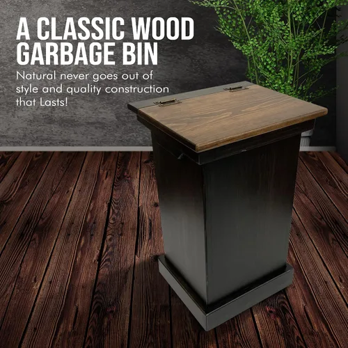 Vista 2 de Peaceful Classics Gabinete de Basura de Madera – Bote de Basura de Madera con Diseño Oculto, Elegante Bote de Basura para Cocina, Gabinete con Bote