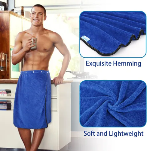 Vista 6 de kilofly 1 toalla de baño ajustable para hombre con cierre a presión, 26 x 54 pulgadas