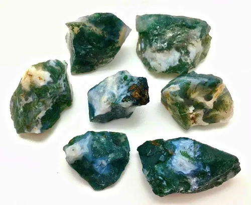Vista 3 de Zenkeeper Piedra de cristal de ágata musgo cruda, de 1 libra, piedras preciosas en bruto, para pulir, taxar, pulido, envoltura de alambre, curación