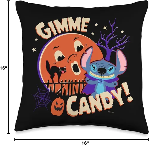 Vista 4 de Disney Stitch Gimme Candy Spooky - Cojín para Halloween, 16.0 x 16.0 in, multicolor