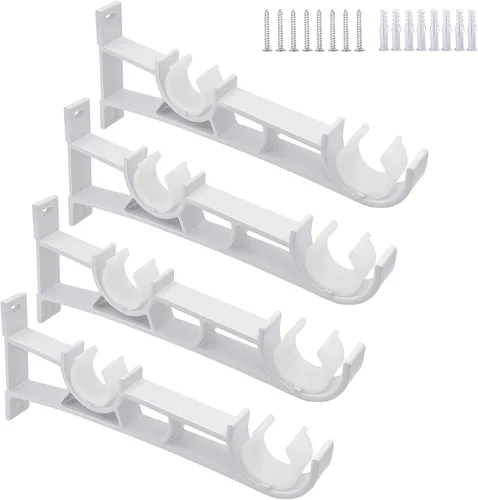Vista 11 de Soportes dobles para cortinero, ganchos resistentes para cortinero, soportes para barra de cortina montados en la pared para cortinero de 1 pulgada
