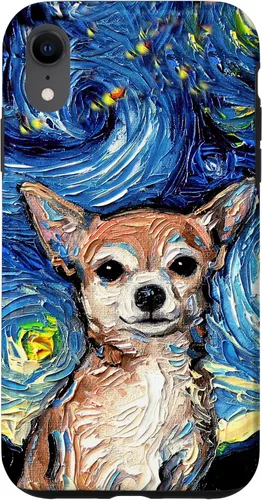 Vista 25 de Aja - Funda para iPhone 17, diseño de perro de noche estrellada, color marrón
