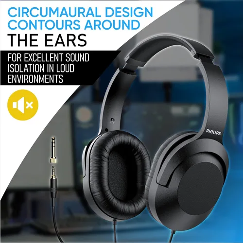 Vista 6 de Philips - Auriculares con cable para diadema, estéreos para podcasts, monitoreo de estudio y grabación para computadora, teclado y guitarra