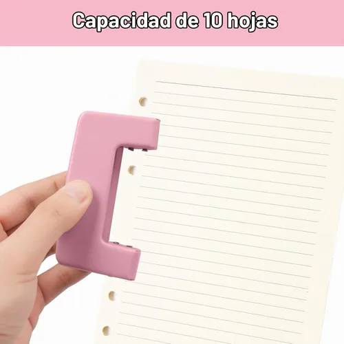 Vista 6 de Perforadora de 2 agujeros, perforadora para manualidades, herramienta de perforación de doble agujero, perforadora manual de hojas sueltas, Rosa