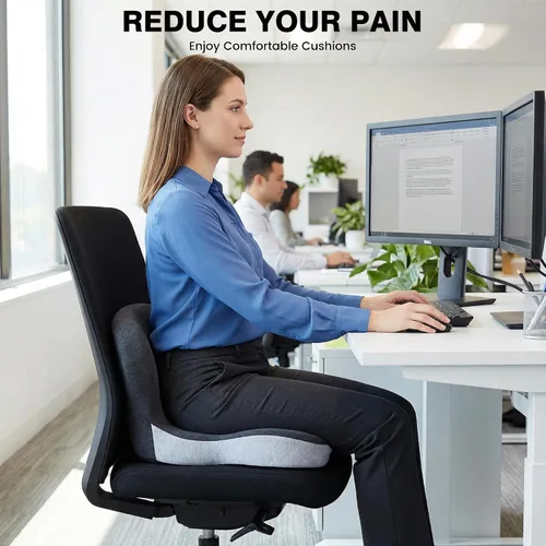 Vista 2 de Cojín de espuma viscoelástica para asiento de automóvil, cojín ergonómico para asiento de conductor para ciática y dolor de coxis, almohadilla