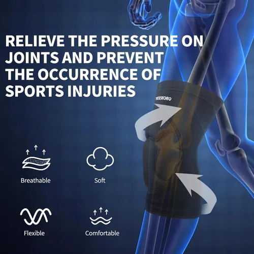 Vista 2 de Rodilleras con almohadilla gruesa SBR para deportes, rodillera antideslizante, para adultos y adolescentes, protector de rodilla para aliviar