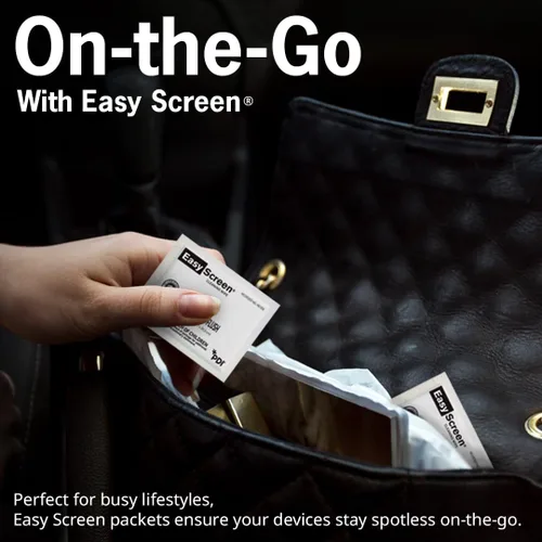 Vista 8 de Easy Screen, toallitas de limpieza de pantalla premium, electrónica, pantallas táctiles y limpiador de gafas, 50 paquetes individuales por caja