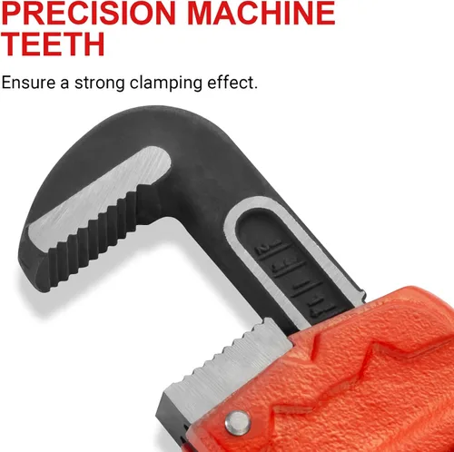 Vista 6 de MAXPOWER Llave de tubo recto de 12 pulgadas, llave de fontanero ajustable resistente, herramienta de plomería de acero tratado térmicamente
