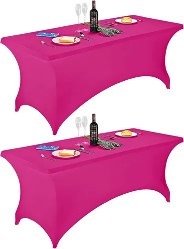 Vista 132 de FORLIFE - Funda de mesa de elastano, mantel ajustado de 4 pies para mesas rectangulares, funda elástica para patio, universal para bodas, banquetes