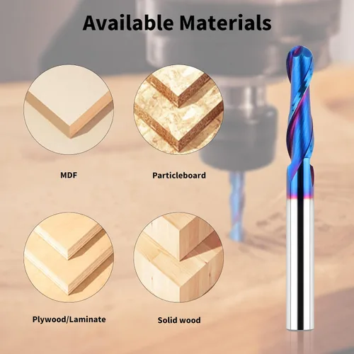 Vista 4 de EANOSIC Fresa de punta de bola de carburo con vástago de 1/4 de pulgada, fresadora CNC con revestimiento nano azul para fresado lateral, fresado