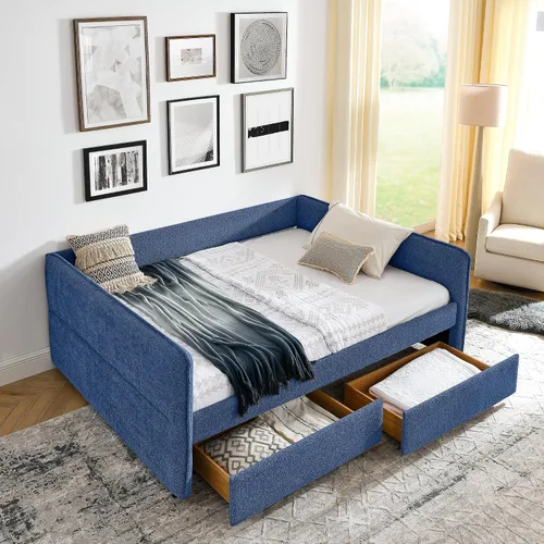 Vista 15 de Sofá cama tapizado tamaño Queen con cajones para adolescentes adultos