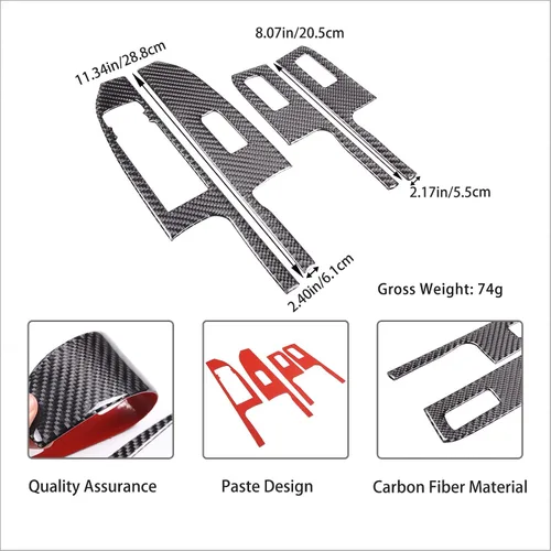 Vista 7 de Aunginsy Adhesivo para panel de botón de elevación de vidrio para puerta de automóvil, compatible con Ford Maverick 2022-2025, fibra de carbono